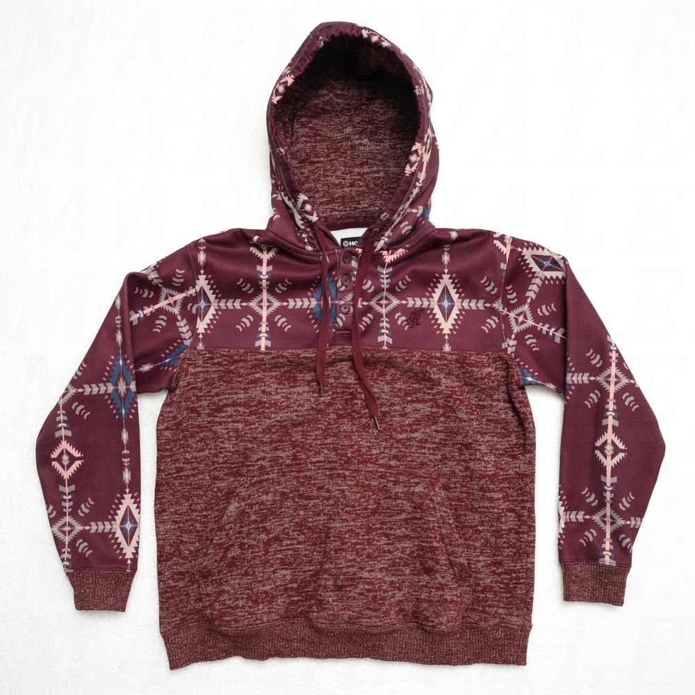 Hooey Brand Hoody Men's Large Geometric Aztec Print Pullover Sweatshirt Western